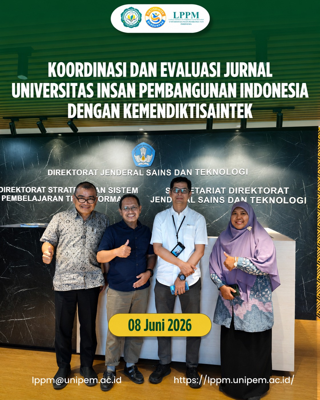 KOORDINASI DAN EVALUASI JURNAL UNIVERSITAS INSAN PEMBANGUNAN INDONESIA DENGAN KEMENDIKTISAINTEK